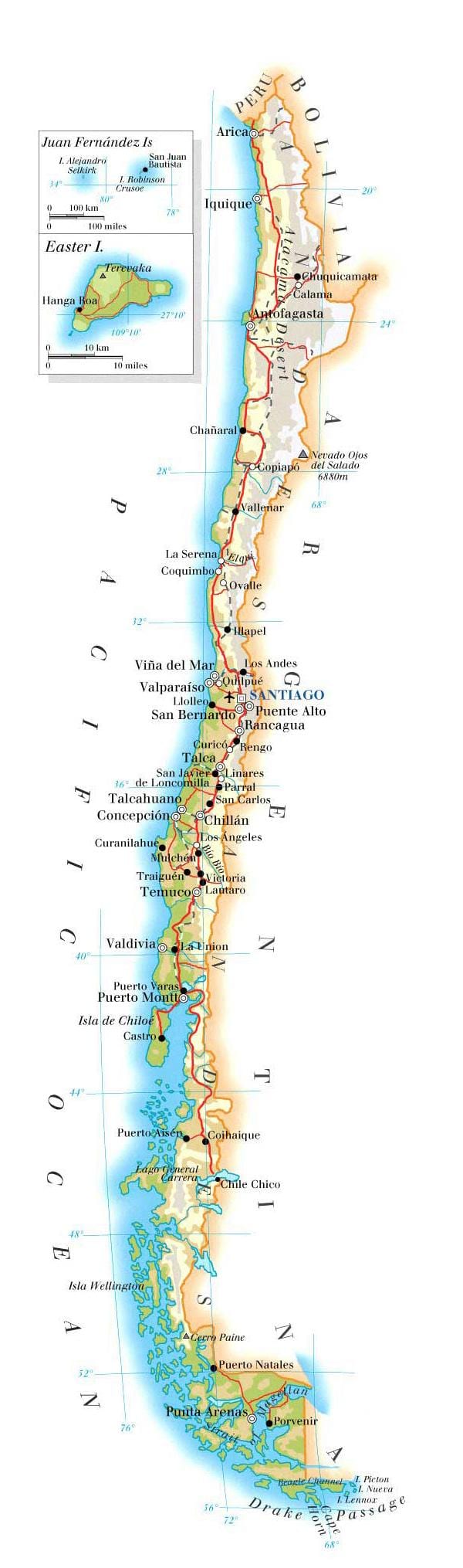 Ramani ya Chile hifadhi za taifa