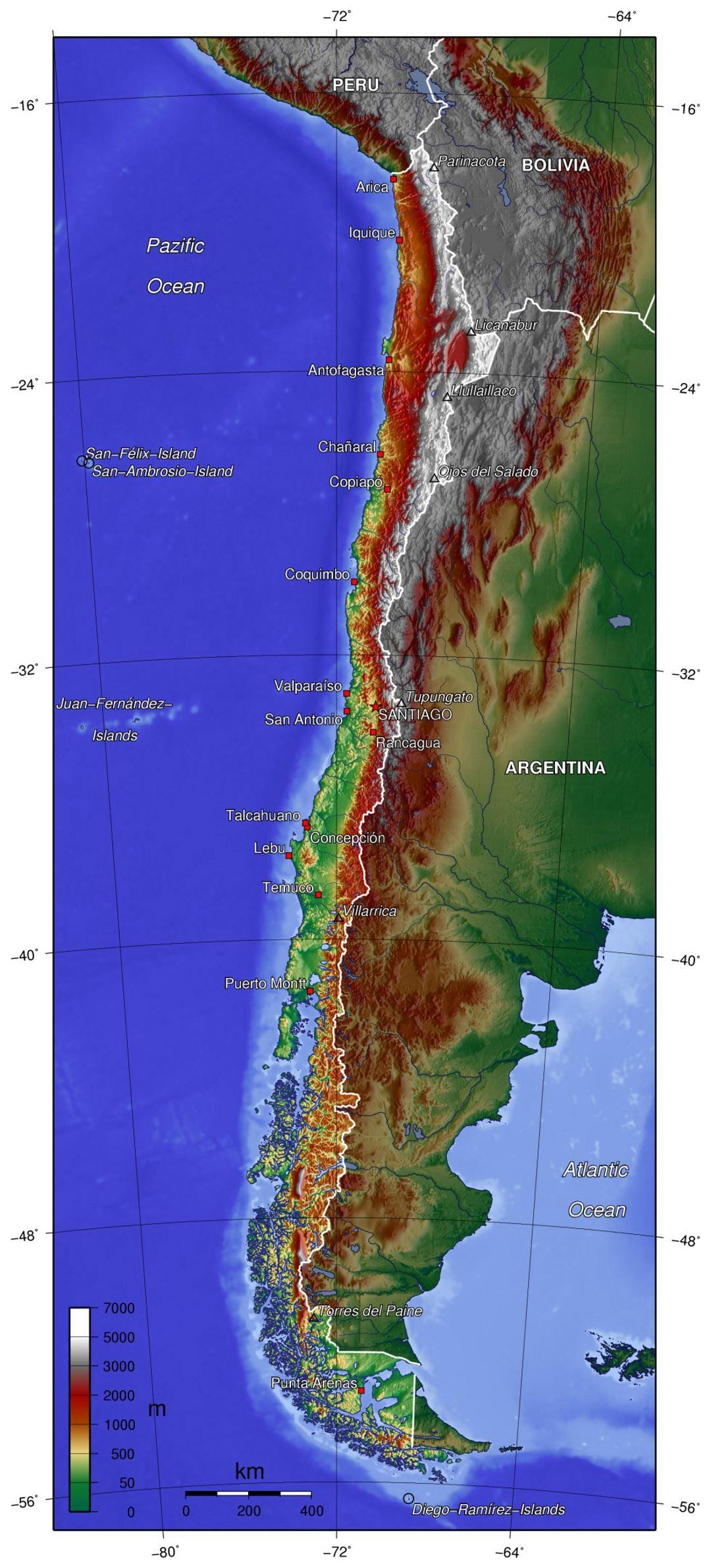 Chile jiografia ramani