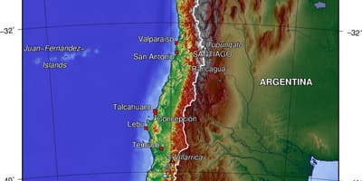Milima katika Chile ramani